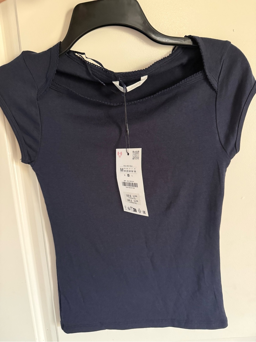 ZARA - Navy Blue Square Neck Top